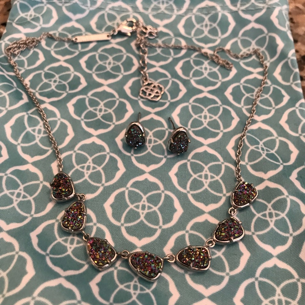 Multi Drusy and rhodium Connie and Hazel Studs